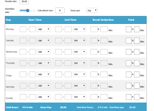 Time deals card calculator