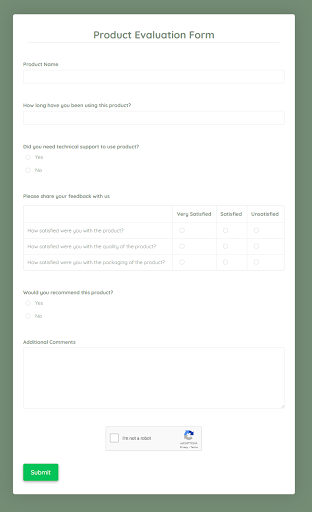 questionnaire format for market research