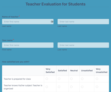 Teacher Evaluation Survey